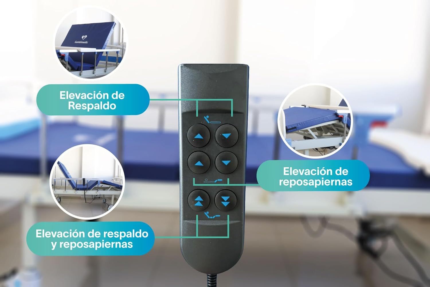 Gambimedic Cama De Hospital Electrica Economica 3 Posiciones Base Espalda Y Piernas Mod. Eii-02 Incluye Colchon