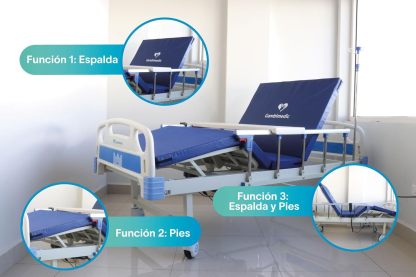 Gambimedic Cama De Hospital Electrica Economica 3 Posiciones Base Espalda Y Piernas Mod. Eii-02 Incluye Colchon