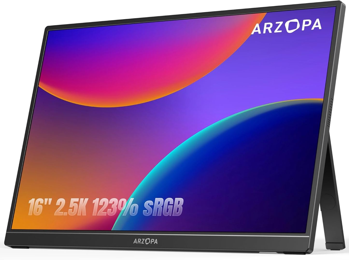 ARZOPA 2.5K Monitor portátil 16» 2560x1600 HDR Kickstand Display,8bit QHD USB-C HDMI Monitor portátil, 16:10 IPS Eye Care Segunda Pantalla Externa para Mac PC Teléfono PS4/5 Xbox - Z1RC