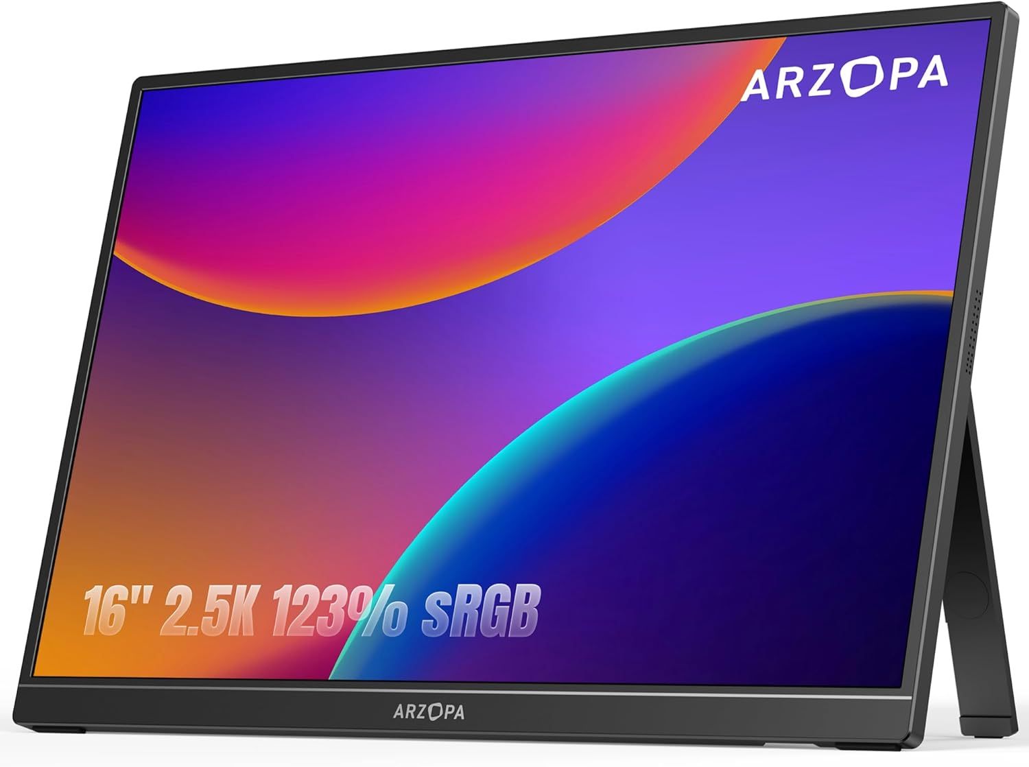 ARZOPA 2.5K Monitor portátil 16» 2560x1600 HDR Kickstand Display,8bit QHD USB-C HDMI Monitor portátil, 16:10 IPS Eye Care Segunda Pantalla Externa para Mac PC Teléfono PS4/5 Xbox - Z1RC