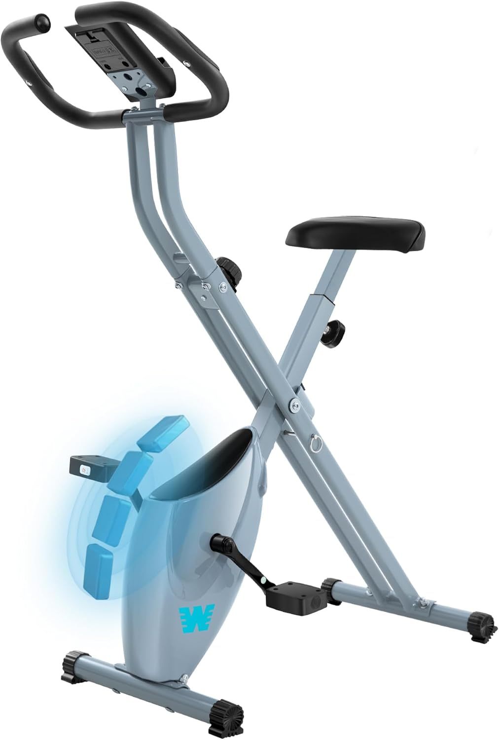 BARWING Home Fitness bicicleta de fitness fija 5 en 1 bicicleta interior plegable para ancianos capacidad 350lb, resistencia magnética de grado 16, respaldo del asiento ajustable