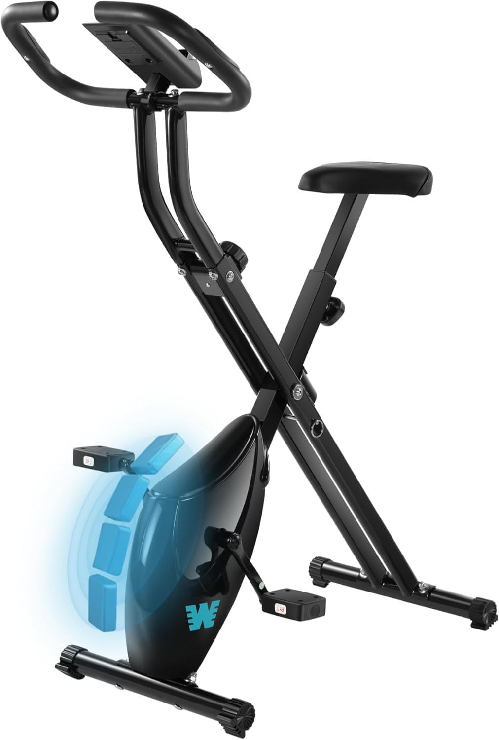 BARWING Home Fitness bicicleta de fitness fija 5 en 1 bicicleta interior plegable para ancianos capacidad 350lb, resistencia magn��tica de grado 16, respaldo del asiento ajustable