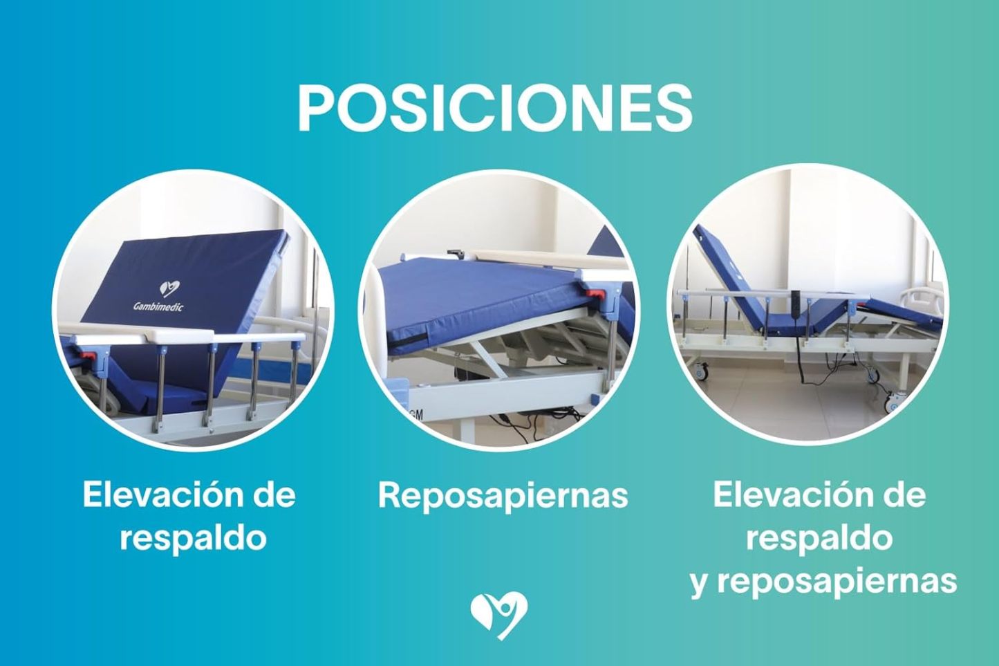 Gambimedic Cama De Hospital Electrica Economica 3 Posiciones Base Espalda Y Piernas Mod. Eii-02 Incluye Colchon