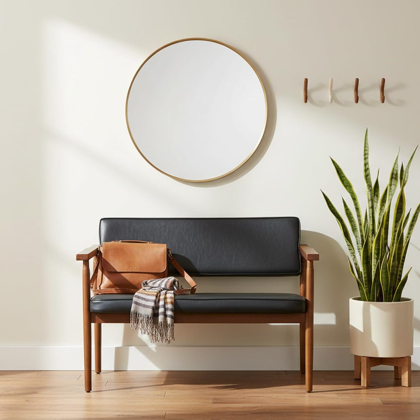 FurnitureR Juego 2 Sillas Comedor Modernas Mediados Siglo, Sillones Retro Madera y Piel Sintética, Sillón Lounge, Cómodas Sillas Lectura para Espacios Pequeños Negro