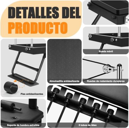 Cama de Entrenamiento de Pilates, Cama de Pilates For Gimnasio en Casa, Máquina Plegable de Pilates Reformer, Cama de Ejercicios Multifuncional con Pilates Reformer