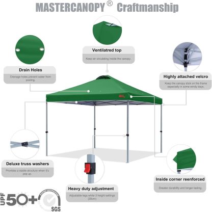 MASTERCANOPY - Tienda de campaña Comercial instantánea con Bolsa con Ruedas, 4 Sacos de Arena para toldo, 4 estacas (Blanco)