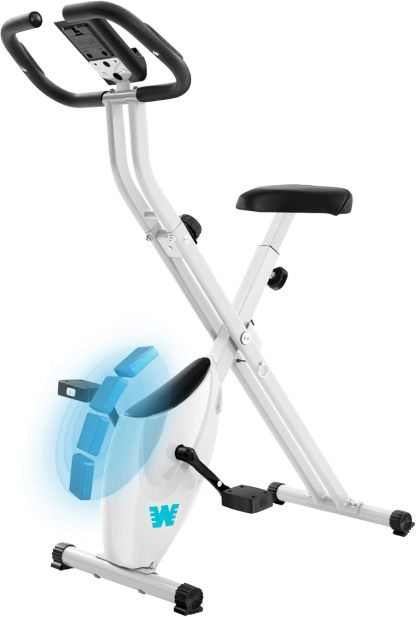 BARWING Home Fitness bicicleta de fitness fija 5 en 1 bicicleta interior plegable para ancianos capacidad 350lb, resistencia magnética de grado 16, respaldo del asiento ajustable