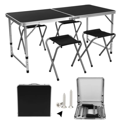 Mesa Plegable Tipo Portafolio 1.20 M Con 4 Sillas Portátiles-clavo