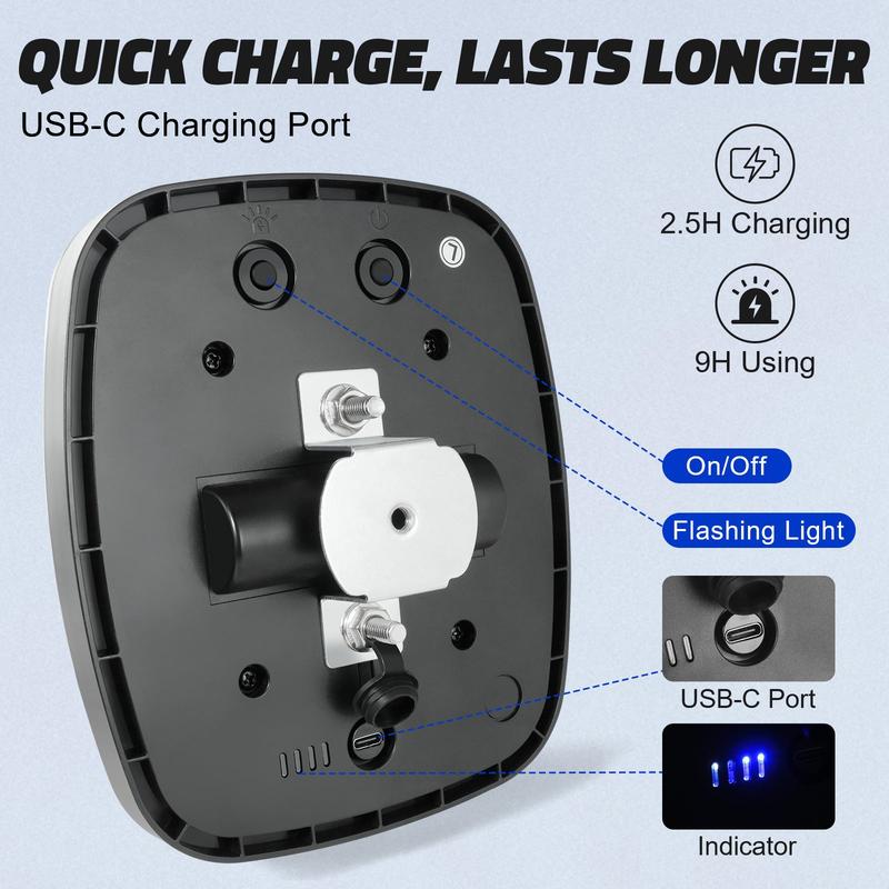Luz magnética inalámbrica para remolque con luces de emergencia: LED de alta resistencia, recargable por USB-C, IP67 a prueba de agua, 22 LED, 5 modos, 1 año de garantía.