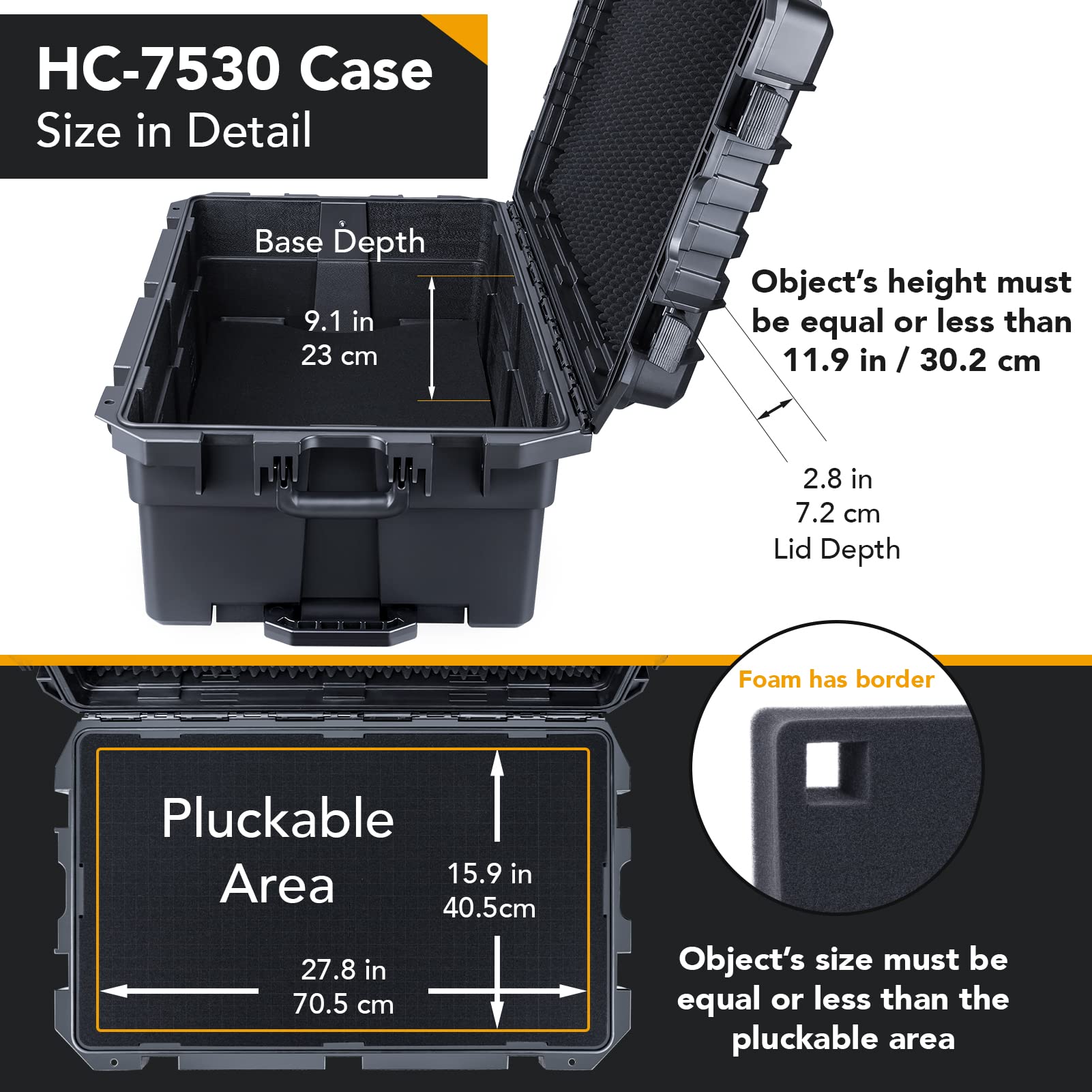 Lykus HC-3810 MaletÃ­n/Maleta/Estuche/Case Impermeable con Espuma, TamaÃ±o Interior 38x28x13.5 cm, Adecuado para CÃ¡mara RÃ©flex, Dron PequeÃ±o, VideocÃ¡mara, CÃ¡mara de AcciÃ³n y MÃ¡s