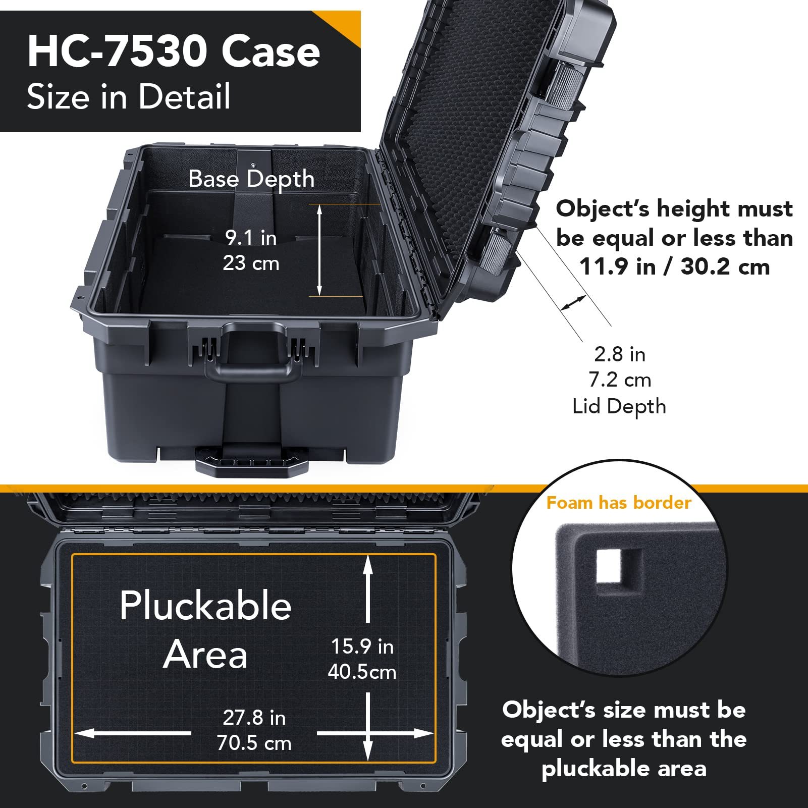 Lykus HC-3810 MaletÃ­n/Maleta/Estuche/Case Impermeable con Espuma, TamaÃ±o Interior 38x28x13.5 cm, Adecuado para CÃ¡mara RÃ©flex, Dron PequeÃ±o, VideocÃ¡mara, CÃ¡mara de AcciÃ³n y MÃ¡s