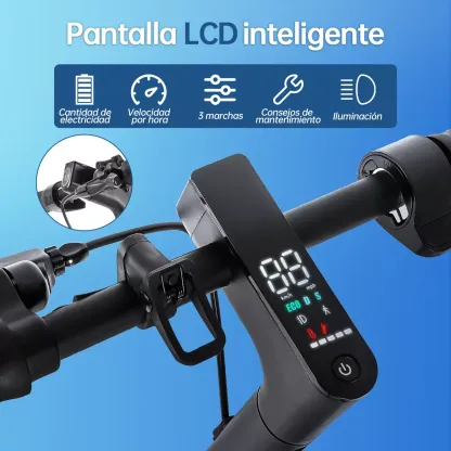 Scooter Eléctrico Patín Plegable Para Adultos S2-V2 Honey Whale Patin Electrico Con Motor Sin Escobillas Potencia Máxima 500w, Velocidad Máxima De 30km/h Con Luz Led En 4 Colores-Guantes