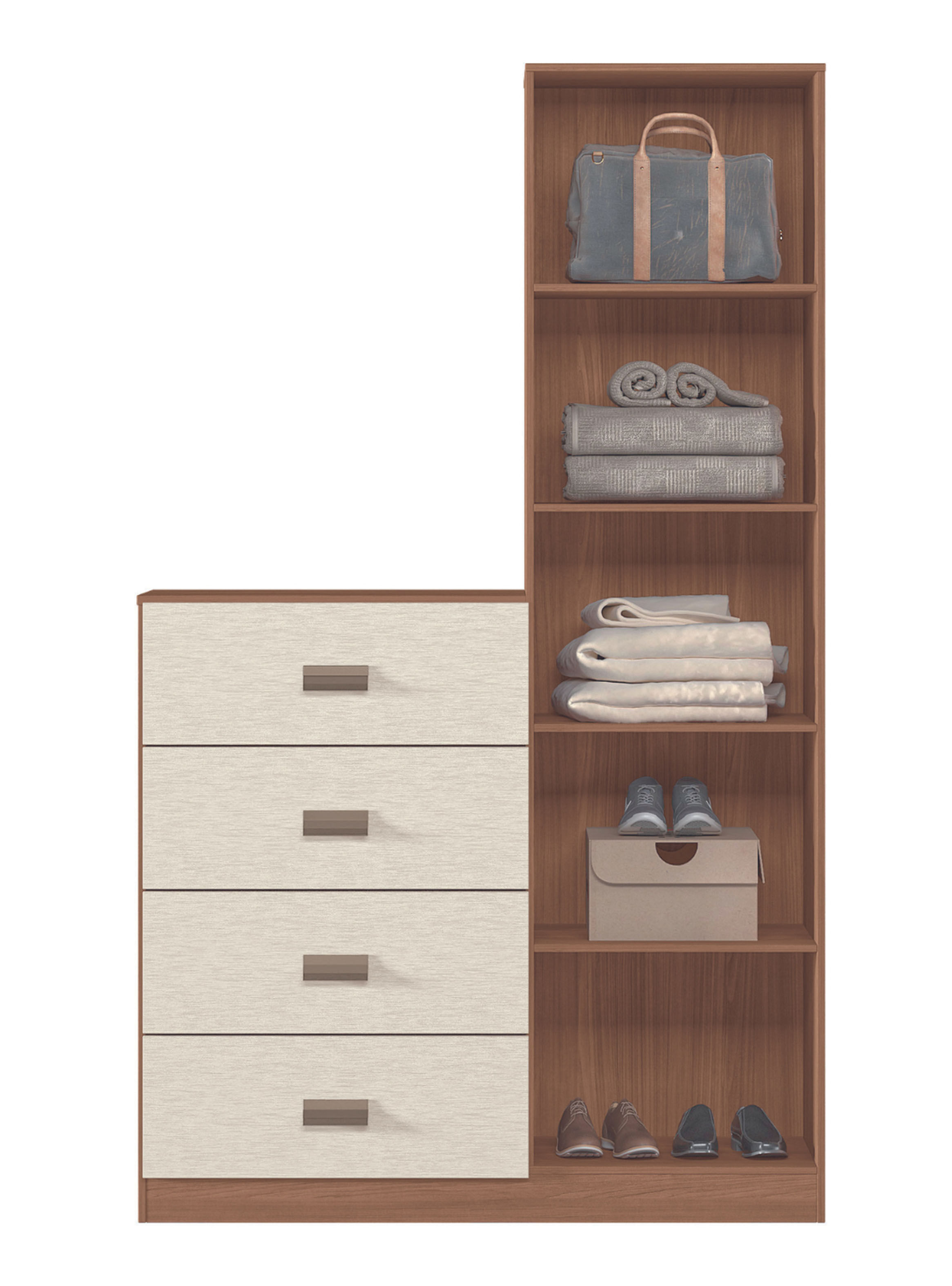 Cómoda Estilo 1 Puerta con espejo 4 Cajones