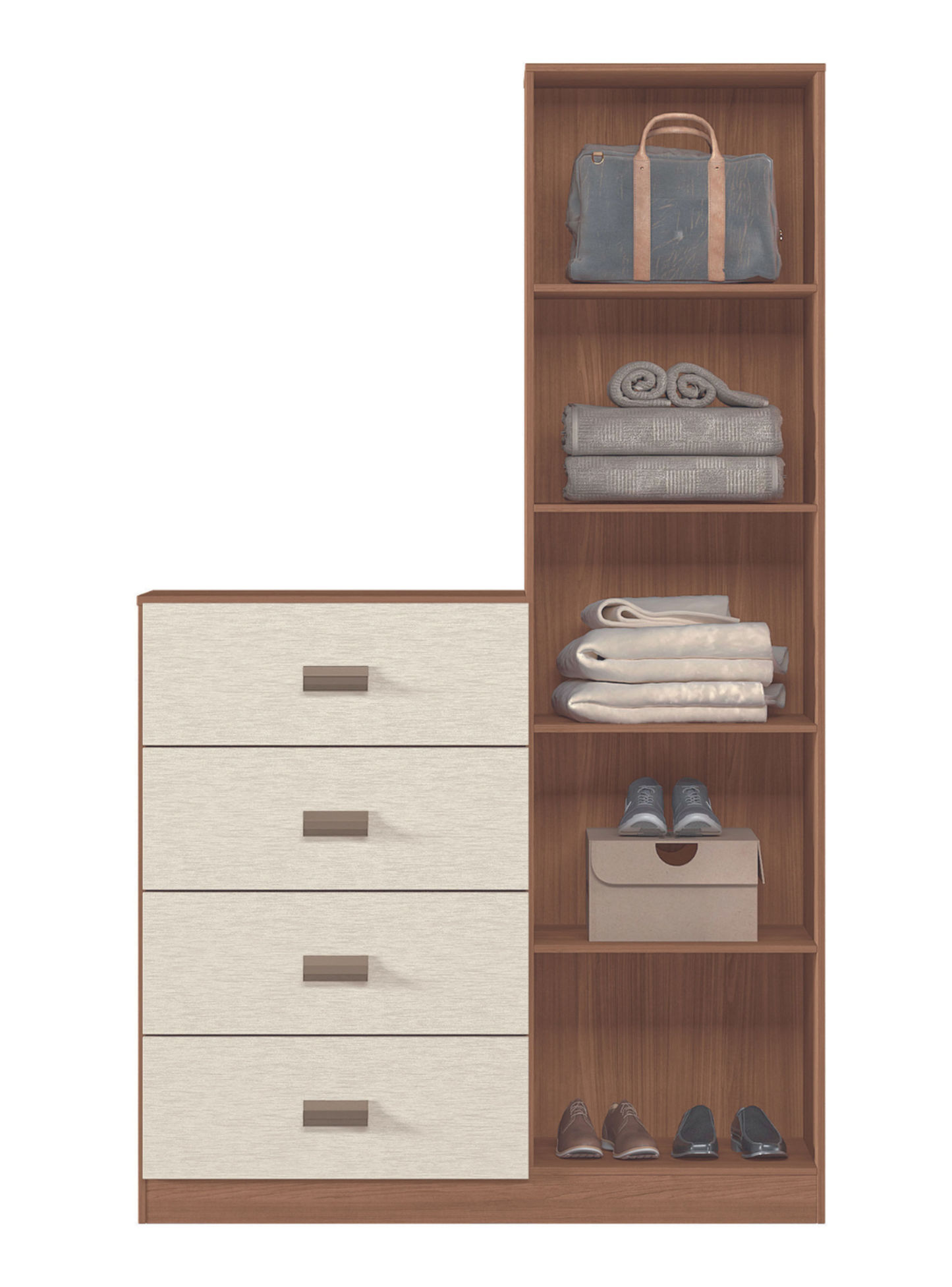 Cómoda Estilo 1 Puerta con espejo 4 Cajones