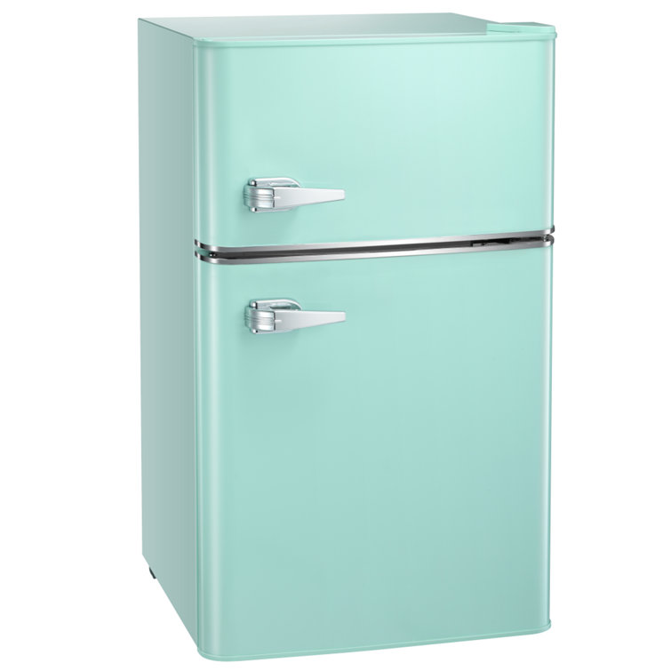 R.W.FLAME Puerta doble 3.2 Cu. Pie. Frigorífico compacto Mini frigorífico con congelador
