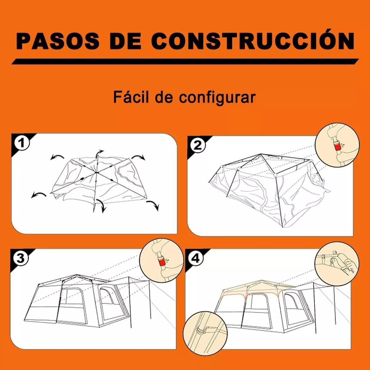 UNIFULL Casa de Campaña, Tienda de Campaña para 5-8 Personas, Montaje Rápido, Impermeable, Portátil, 3,2x2x2,2 m