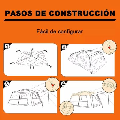 UNIFULL Casa de Campaña, Tienda de Campaña para 5-8 Personas, Montaje Rápido, Impermeable, Portátil, 3,2x2x2,2 m