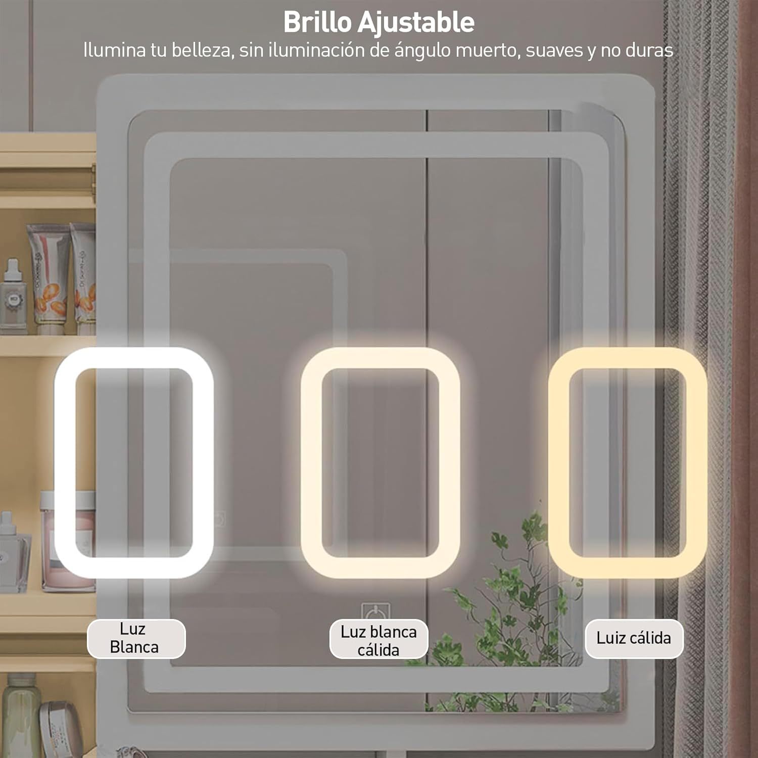 Bluelander Tocador De Niña, Tocador Vanity, Tocador para Niña, Vanity Tocador Hollywood, Tocador de Maquillaje con 4 Cajones, Estantes Ocultos, Incluye Taburete Acolchado, Espejo Led (Gris Claro)