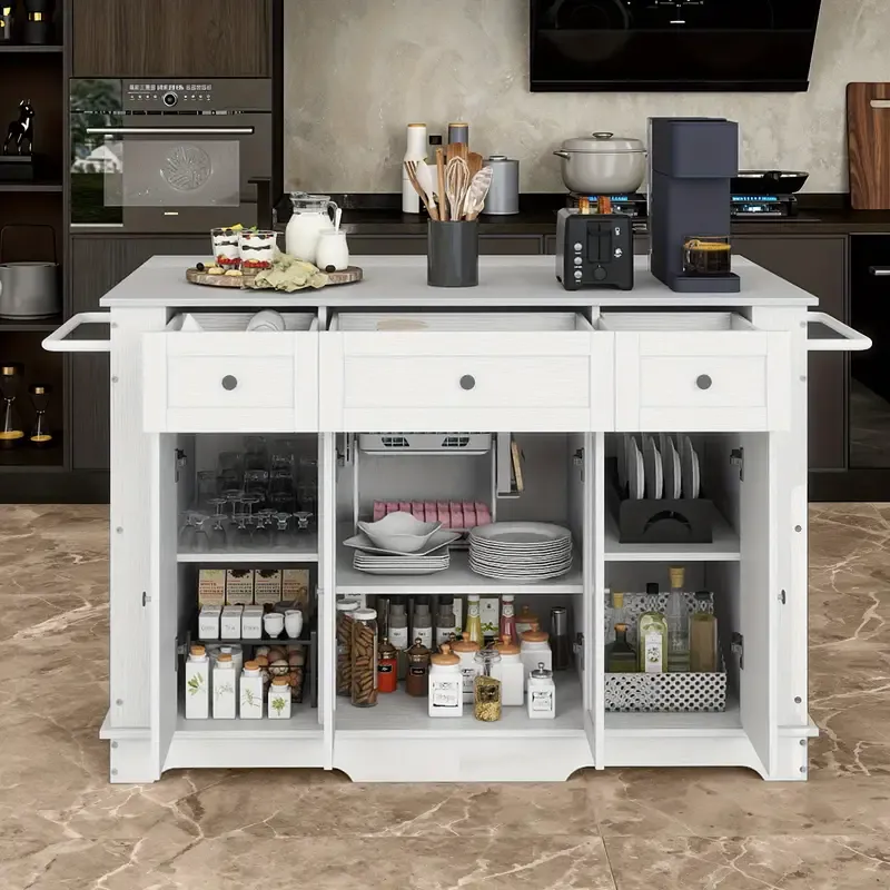 Isla de cocina HomLif con hoja abatible y almacenamiento, carrito de isla de cocina con enchufes, regalo de Halloween y Navidad.