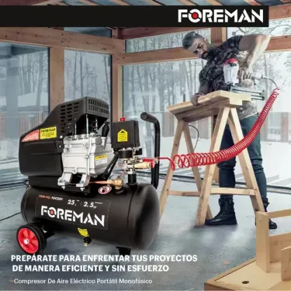 Compresor De Aire Eléctrico Portátil 25L 2.5hp Foreman FO25L