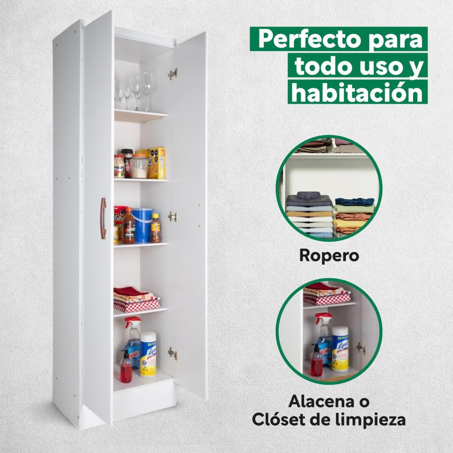 Kingshouse | Ropero De 6 Puertas con 2 Cajones – Color Café – Barra para Colgar – Estructura MDP – Mueble Organizador De Ropa – Armario para Casa, Recámara y Hogar