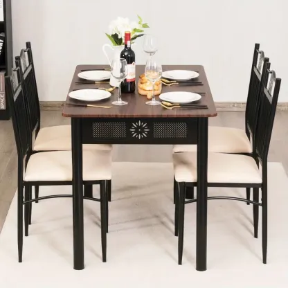 Conjunto de comedor Lifezeal de 5 piezas, mesa de metal y 4 sillas, muebles de cocina y desayuno.