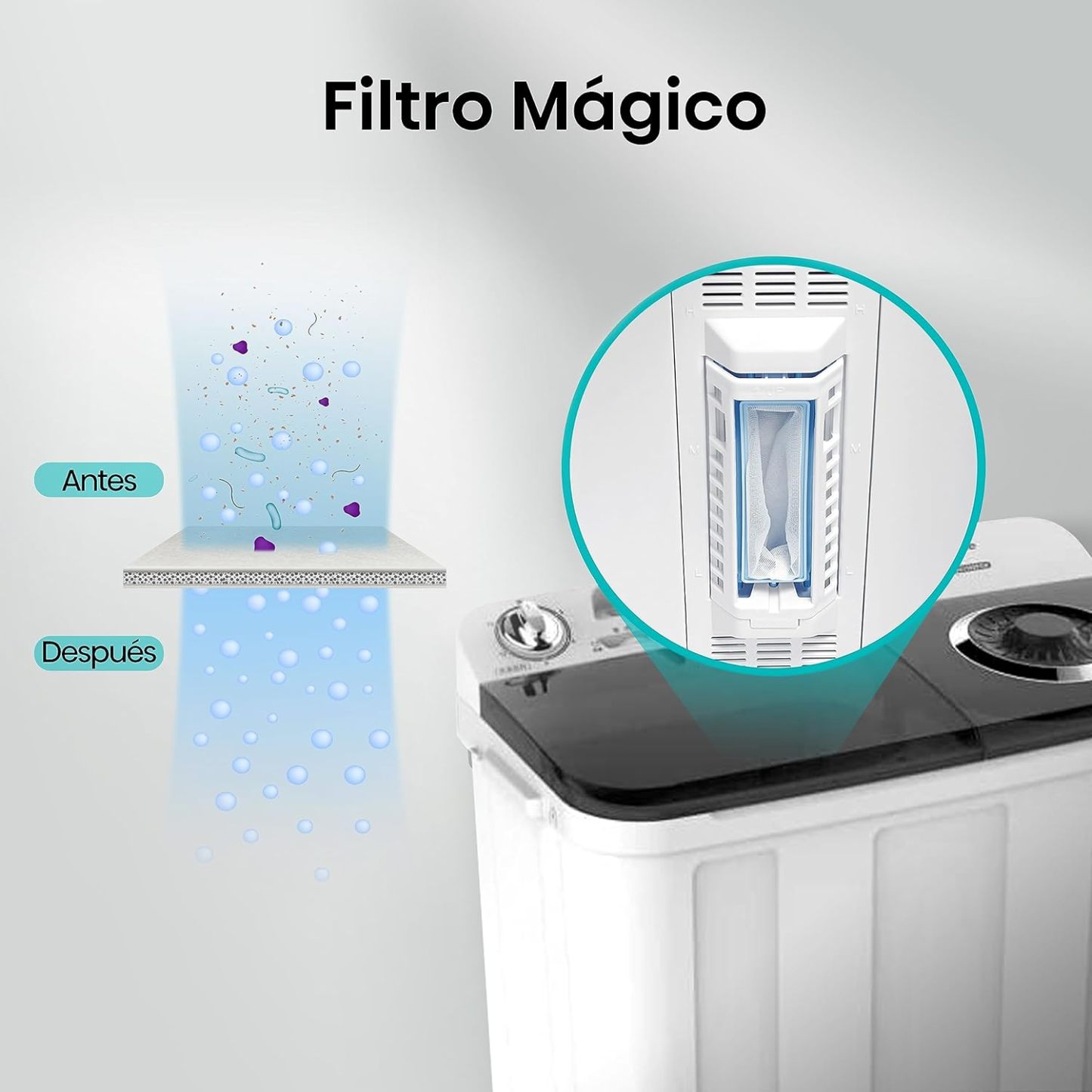 Hisense WSA1102PCN Lavadora Semiautomätica Doble Tina 11 Kg, Blanco/Gris