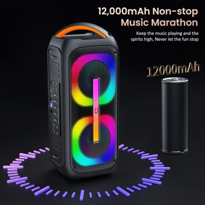 JYX Máquina de Karaoke con 2 Micrófonos Inalámbricos, Bocina Bluetooth Grande de 60W con Subwoofer Doble de 6.5", Luces de Disco, Sonido TWS y Bajos Profundos, Regalo Ideal para Todas Las Edades