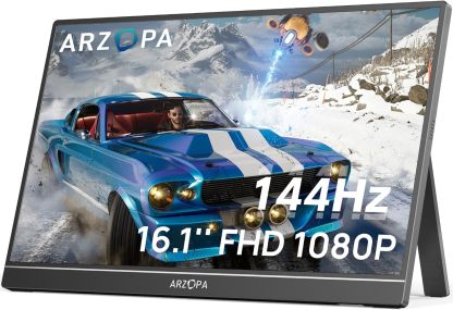 ARZOPA 2.5K Monitor portátil 16» 2560x1600 HDR Kickstand Display,8bit QHD USB-C HDMI Monitor portátil, 16:10 IPS Eye Care Segunda Pantalla Externa para Mac PC Teléfono PS4/5 Xbox - Z1RC