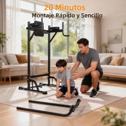 GOHOMKIC Barra para Dominadas, Gimnasio en Casa Estación de Dominadas Multifuncional, Barra de Dominadas de Altura Ajustable con Protector de Espalda y Almohadillas para los Codos