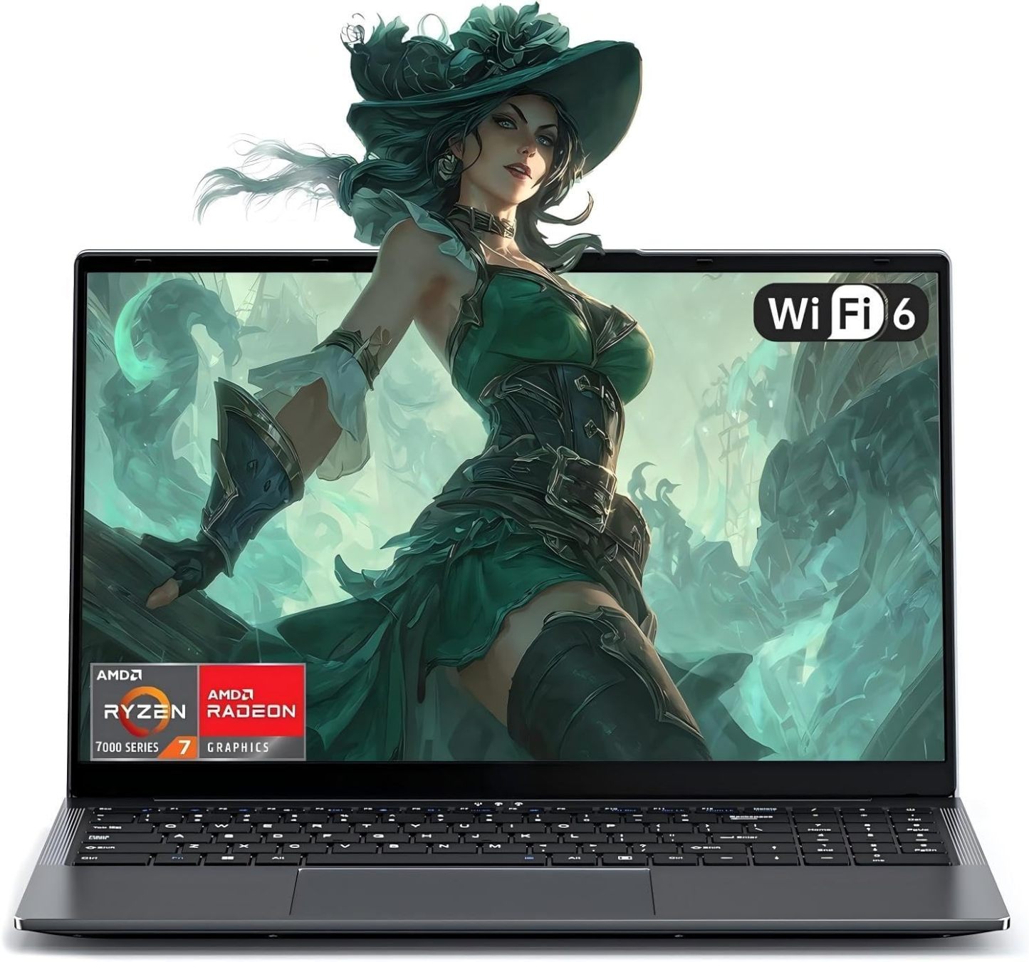 Laptop Gamer 16" 16:10,Ryzen 7 H255 (Zen 4) hasta 4.9GHz, Radeon 780M Gráficos, 24GB DDR5 RAM 512GB SSD Extensiones 4TB, WiFi 6, USB-C, Teclado Español Retroiluminado, Carcasa de Metal,Win11Pro Laptop