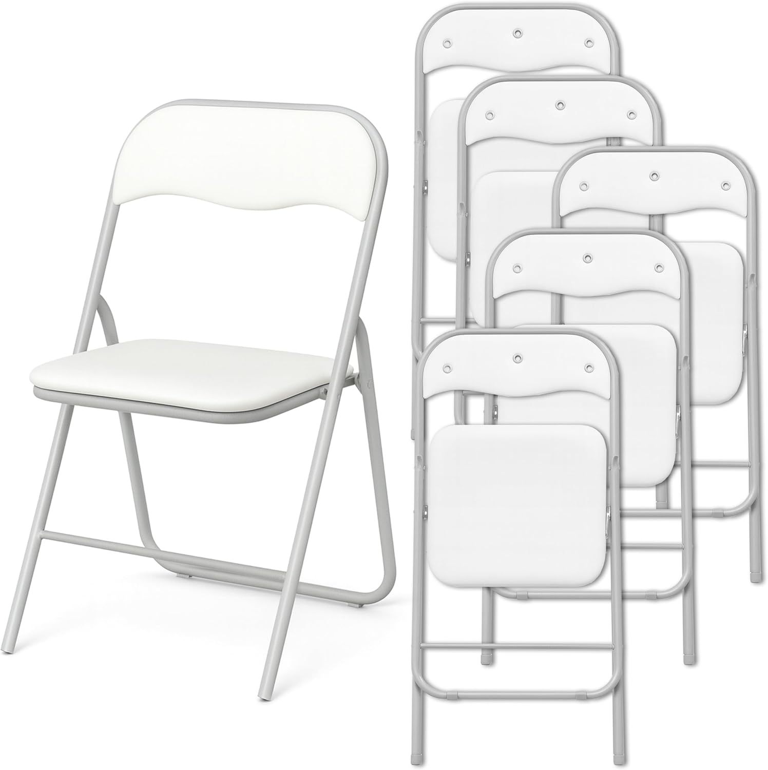 +gardenlife Set de 6 Silla Plegable, Estructura de Acero Reforzado, Asiento y Respaldo Acolchados | Exterior e Interior | Soporta 120Kg | Antideslizante, Ideal para Eventos Fiestas | Negro