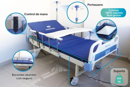 Gambimedic Cama De Hospital Electrica Economica 3 Posiciones Base Espalda Y Piernas Mod. Eii-02 Incluye Colchon