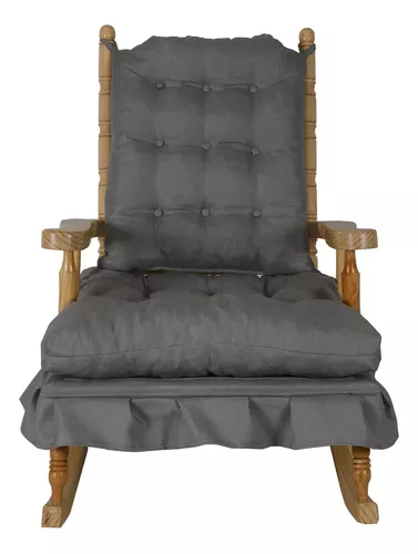 Silla Mecedora Sillon De Madera Maternidad Lactancia Moderna Color Gris