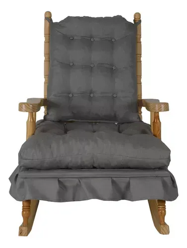Silla Mecedora Sillon De Madera Maternidad Lactancia Moderna Color Gris