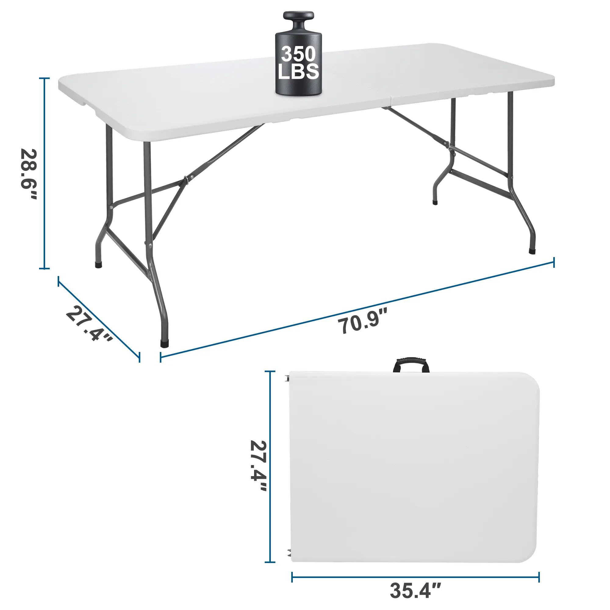 Mesa Plegable de 1.8 m con 2 Bancos, HDPE Impermeable, Soporta 159 kg, para Camping, Picnic y Exteriores