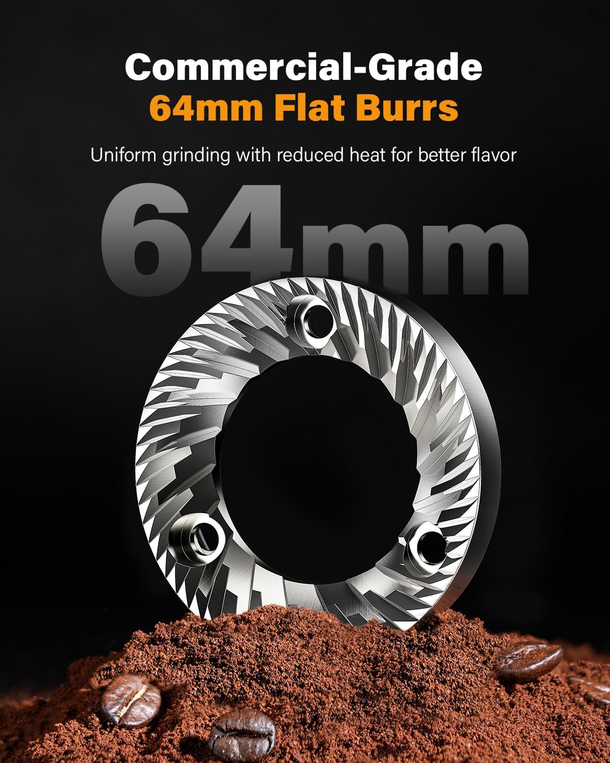 SHARDOR - Molinillo de cafÃ© de 64 mm, molinillo elÃ©ctrico de cafÃ© espresso para uso domÃ©stico con precisiÃ³n de grado comercial, 100 ajustes de molienda, carcasa de aluminio fundido a presiÃ³n, tolva de
