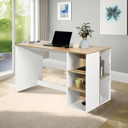 Escritorio de Computadora FurnitureR BRENTON MDF Blanco Haya