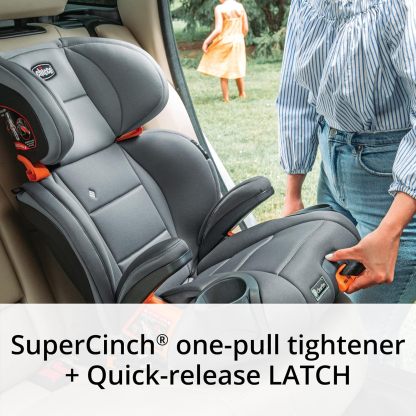 Chicco - KidFit Zip Air Plus 2 en 1 asiento elevador de posicionamiento para coche – Q Collection, negro/gris