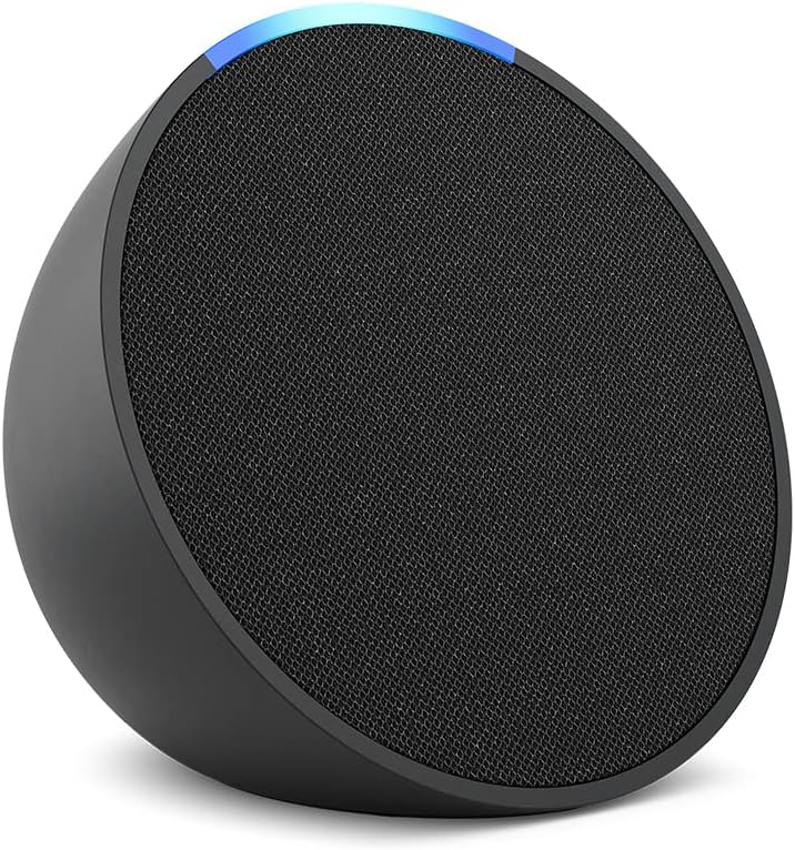 Amazon Echo Pop (modelo más reciente): nuestra bocina más pequeña que se adapta a cualquier habitación (negro), con el Acceso Anticipado de Alexa+