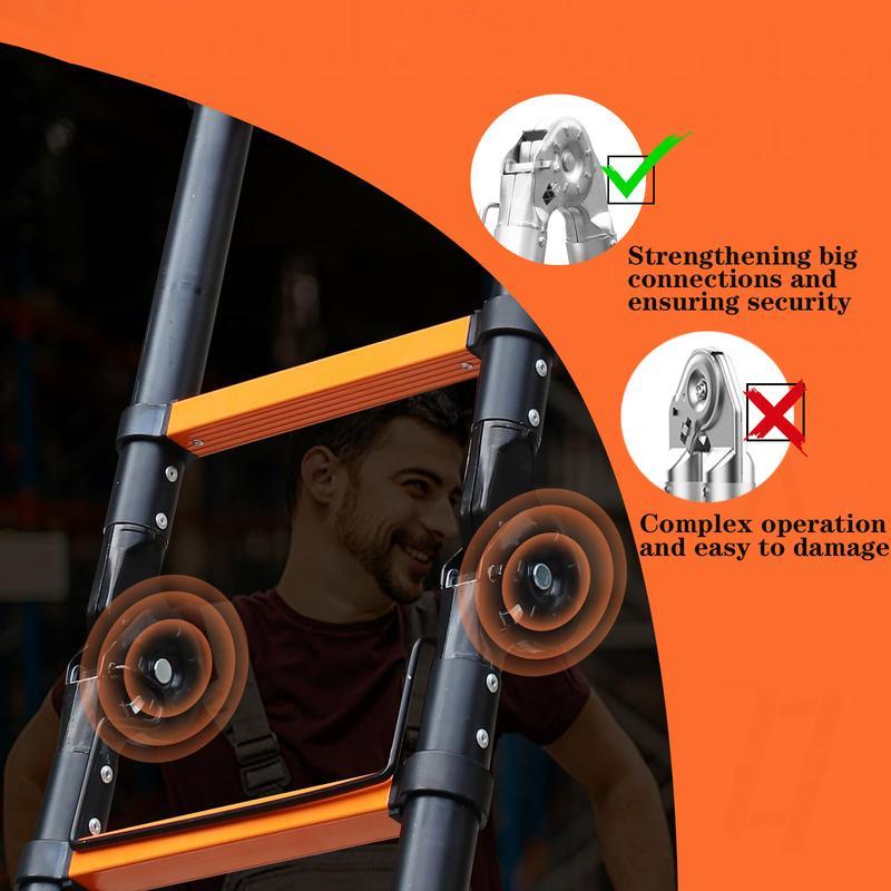 Escalera telescópica de 5 metros (16,5 pies) con estructura en A, escalera plegable portátil de extensión, escalera telescópica compacta multiusos para trabajos al aire libre, capacidad máxima de 150 kg (330 lbs), TikTokShopBlackFriday