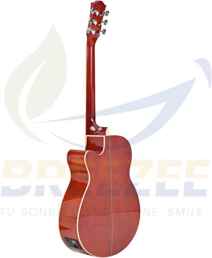BREEZEE Guitarra Electroacústica de 40” Diseñada sobre Abeto, Merbau, Okume y Palisandro. Acabado de Barniz en Pulverización, Incluye Set de Accesorios Completo para Principiante