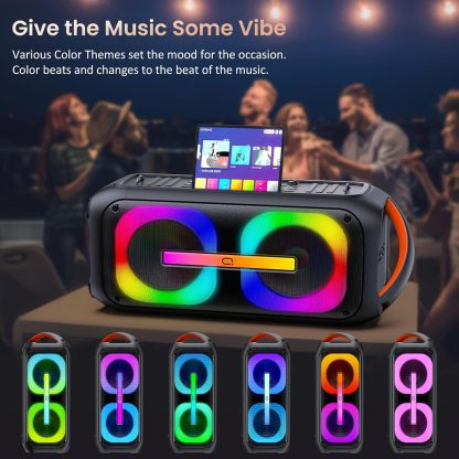 JYX Máquina de Karaoke con 2 Micrófonos Inalámbricos, Bocina Bluetooth Grande de 60W con Subwoofer Doble de 6.5", Luces de Disco, Sonido TWS y Bajos Profundos, Regalo Ideal para Todas Las Edades