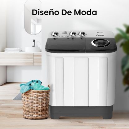 Hisense WSA1102PCN Lavadora Semiautomätica Doble Tina 11 Kg, Blanco/Gris