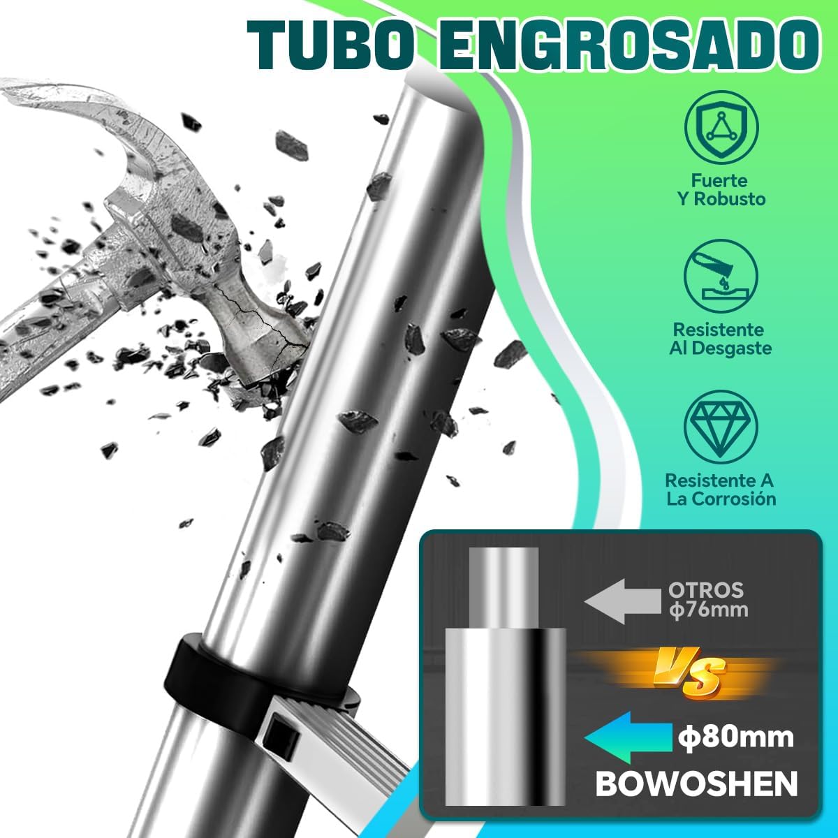 Escalera Telescópica 5 Metros Escalera de Tijera Aceros Inoxidables Plegable 2.5M+2.5M, Multiusos Retráctil Portátiles, Soporta 150 kg con Bloqueos de Seguridad