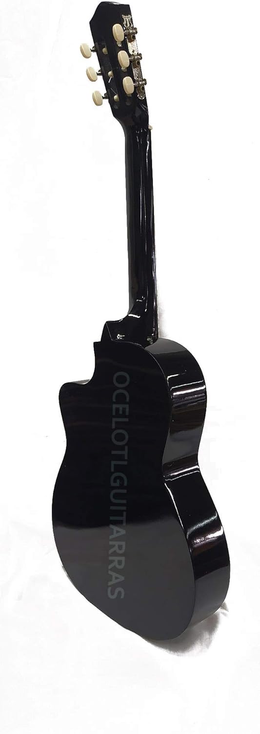 Guitarra Acústica Curva Ocelotl® Paquete Vital De Accesorios (Negro)