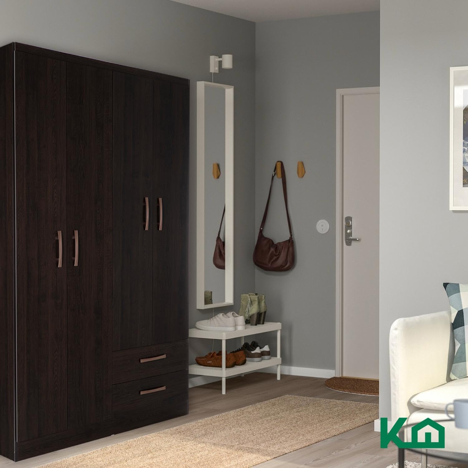Kingshouse | Ropero De 6 Puertas con 2 Cajones – Color Café – Barra para Colgar – Estructura MDP – Mueble Organizador De Ropa – Armario para Casa, Recámara y Hogar