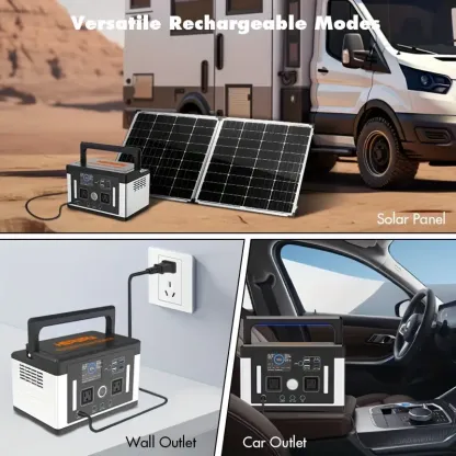 Estación de energía portátil Eurler P700 700W con capacidad de 577Wh para camping al aire libre y emergencias, todo en uno. Almacenamiento de energía solar con batería LiFePO4. Salida de CA 120V 60Hz 700W.