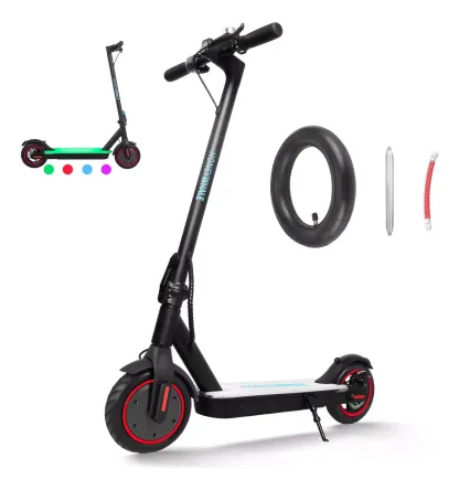 Scooter Eléctrico Patín Plegable Para Adultos S2-V2 Honey Whale Patin Electrico Con Motor Sin Escobillas Potencia Máxima 500w, Velocidad Máxima De 30km/h Con Luz Led En 4 Colores-Guantes