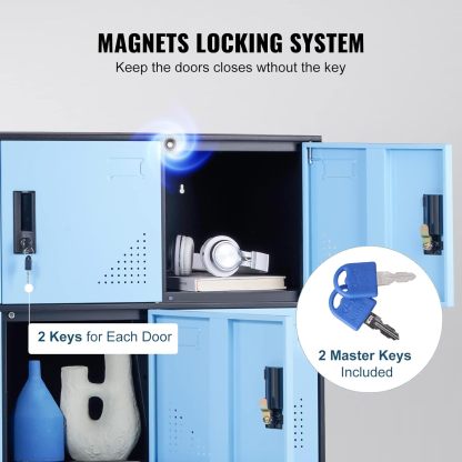 Metal Storage Cabinet with Wheels, 75'' Locking Steel Storage Cabinet with 2 Magnetic Doors and 4 Adjustable Shelves for Office, Garage, Home